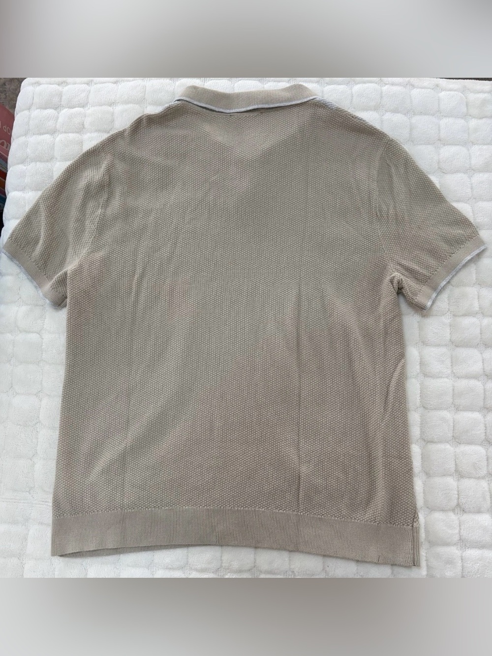 Express Two-Tone Beige & Light Gray Zip Polo - Picture 3 of 6